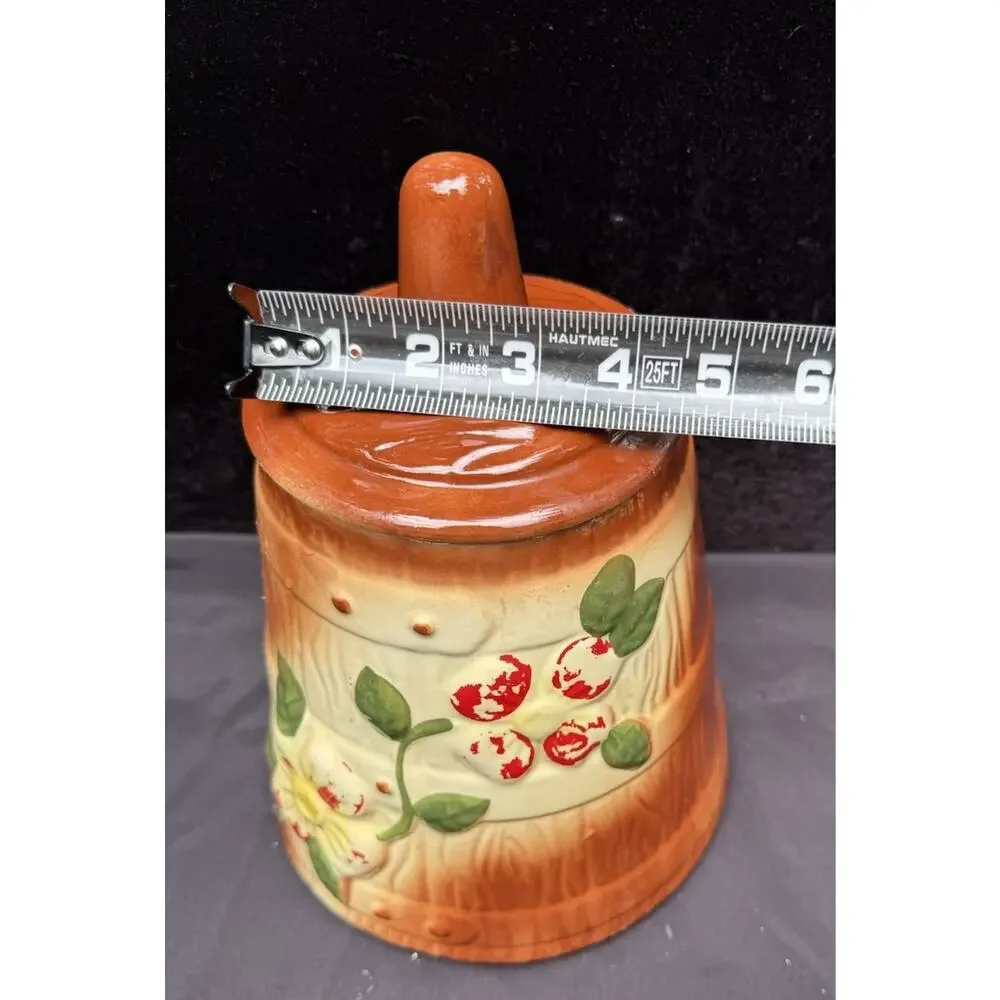 Vintage McCoy Pottery Butter Churn Dogwood Floral Cookie Jar c 1940s Made in USA
